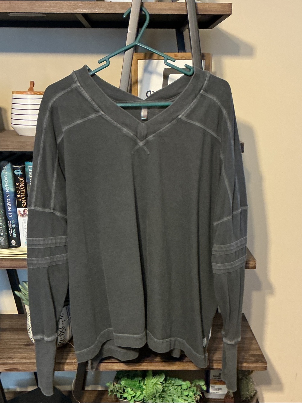 FP Movement All Star Oversized V-Neck Long Sleeve — Charcoal Size S